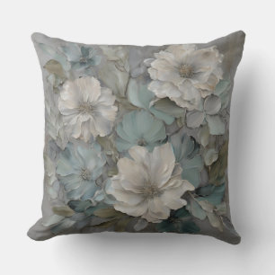 Weiches Blaugrau-Sage-Farmhouse-Blumenmuster Kissen