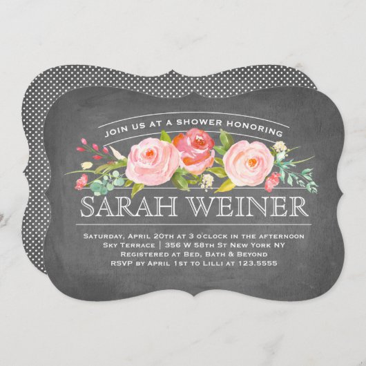 Weiches BlumenBrautparty der tafel-| Einladung (Vorne/Hinten)