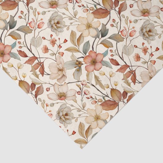 Weiches Blumenmuster auf Elfenbeinhintergrund Seidenpapier (Ausschnitt)