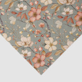 Weiches Blumenmuster im hellgrünen Hintergrund Seidenpapier (Ausschnitt)