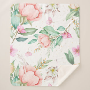 Weiches Blumenmuster Sherpadecke