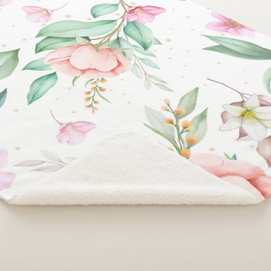 Weiches Blumenmuster Sherpadecke (3/4)