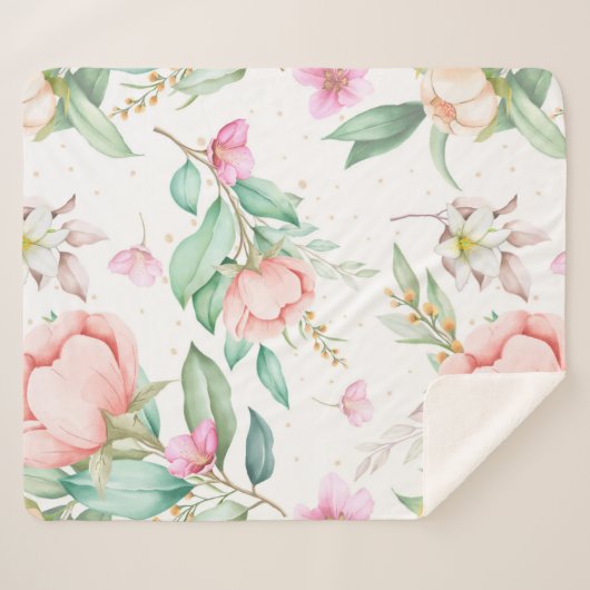 Weiches Blumenmuster Sherpadecke (Vorderseite (Horizontal))