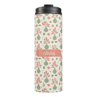 Weiches Blumenvase-Muster - Blush-Pink-Akzent Thermosbecher