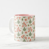 Weiches Blumenvase-Muster - Blush-Pink-Akzent Zweifarbige Tasse (Vorderseite Links)