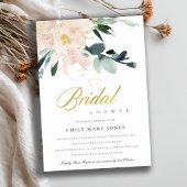 WEICHES BLUSFLORAL GOLD WATERCOLOR BRAUTPARTY EINLADUNG