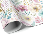 Weiches botanisches Osterblumendesign Geschenkpapier (Rolleneckpunkt)