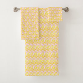 Weiches Buttergelbes Blumenblattmuster Badhandtuch Set