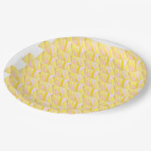 Weiches Buttergelbes Blumenblattmuster Pappteller (Schrägansicht)
