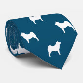 Weiches Chow Chow Dog Silhouetten Muster Blau Krawatte (Gerollt)