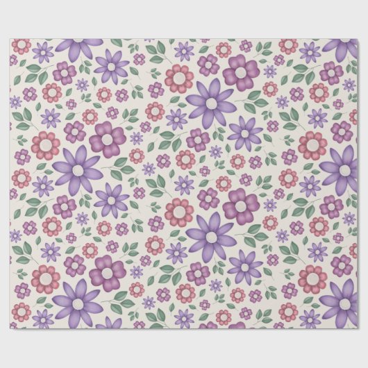 weiches Creme-Launenhaftes Blumenmuster Geschenkpapier (Flach)