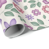 weiches Creme-Launenhaftes Blumenmuster Geschenkpapier (Rolleneckpunkt)