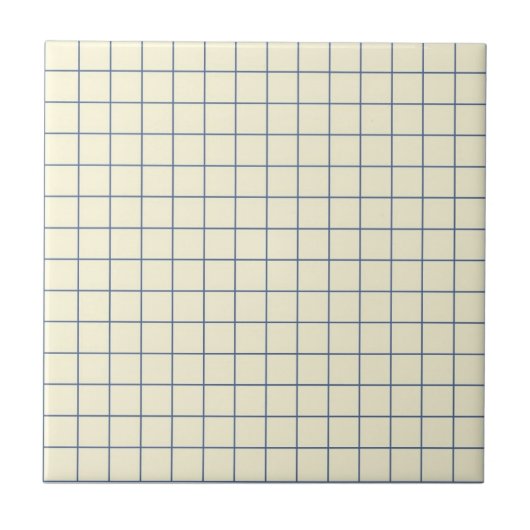 Weiches Creme- und Navyblau kariertes Retro-Muster Fliese (Vorderseite)