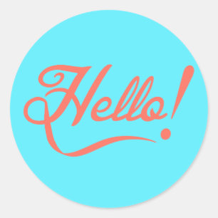 Weiches Cyan-blaues und Bittersüße hallo Runder Aufkleber