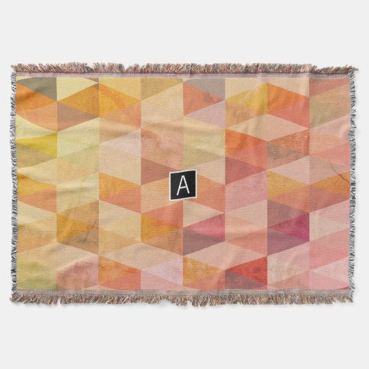 Weiches Dreieck-Geometrisches Muster | Monogrammie Decke (Vorderseite)