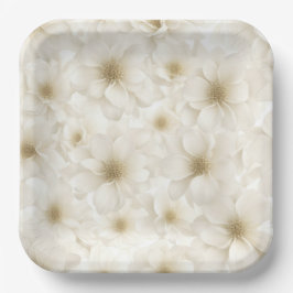 Weiches Elfenbein Blumen Abstract Pappteller
