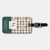 Weiches Evergreen-Gingham-Monogramm Gepäckanhänger (Vorderseite horizontal)