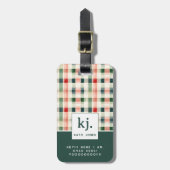 Weiches Evergreen-Gingham-Monogramm Gepäckanhänger (Vorderseite vertikal)
