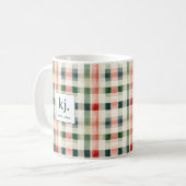 Weiches Evergreen-Gingham-Monogramm Kaffeetasse (Vorderseite Links)