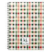 Weiches Evergreen-Gingham-Monogramm Notizblock (Vorderseite)