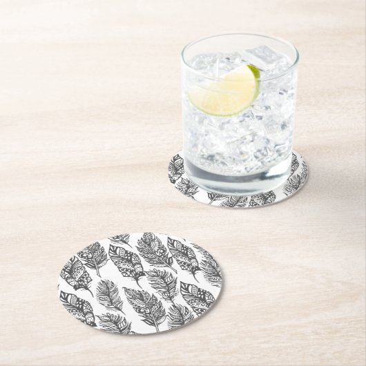 Weiches Feder-Gekritzel Runder Pappuntersetzer (Vor Ort)