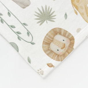 Weiches Fleece Süße Safari-Tiere Babydecke