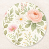 Weiches Florales Aquarellmuster Runder Pappuntersetzer (Vorderseite)