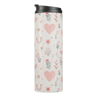 Weiches florales Herz Muster Thermobecher Thermosbecher