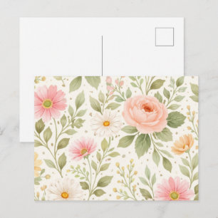 Weiches Florales Wasserfarbenmuster Feiertagspostkarte