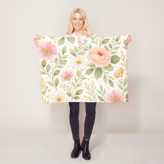 Weiches Florales Wasserfarbenmuster   Fleecedecke (Beispiel)