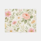 Weiches Florales Wasserfarbenmuster   Fleecedecke (Vorderseite (Horizontal))