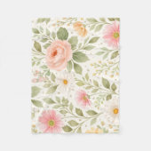 Weiches Florales Wasserfarbenmuster   Fleecedecke (Vorderseite)