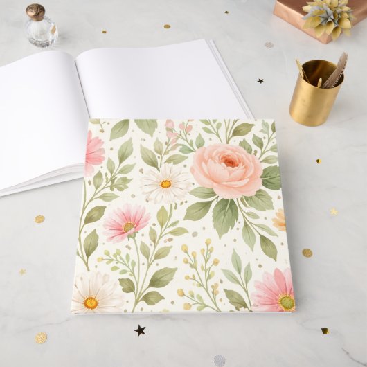 Weiches Florales Wasserfarbenmuster Gästebuch (Vorderseite offen)