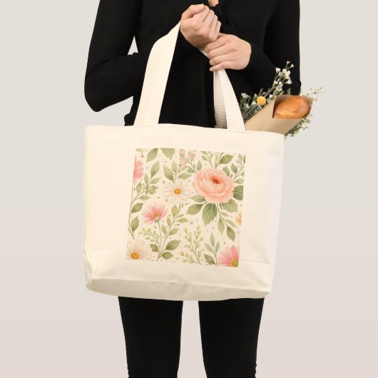 Weiches Florales Wasserfarbenmuster Jumbo Stoffbeutel (Vorderseite (Produkt))