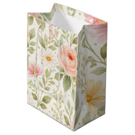 Weiches Florales Wasserfarbenmuster Mittlere Geschenktüte