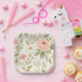Weiches Florales Wasserfarbmuster Pappteller (Party)