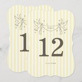 Weiches Gelb Gestreiftes Whimsical Die-Cut-Tischnu Einladung