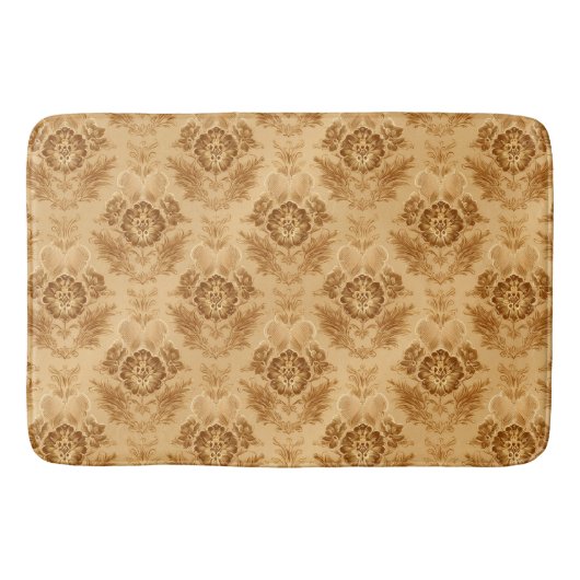 Weiches Gold Damast Blumenmuster Badematte (Vorderseite)