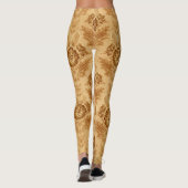 Weiches Gold Damast Blumenmuster Leggings (Rückseite)