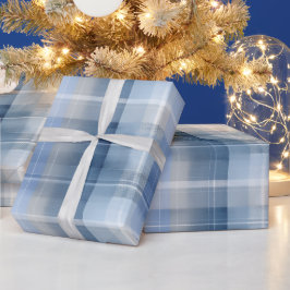 Weiches Grau Blau Ruhiges Nebel-Karomuster Geschenkpapier