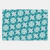 Weiches, grünes, Aquamarines und weißes Fliesenmus Geschenkpapier Set (Vorderseite)