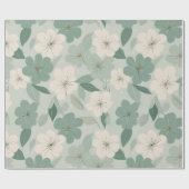 Weiches grünes Blumen-Creme-Blumenmuster Geschenkpapier (Flach)