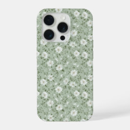 Weiches grünes Blumen-Creme-Blumenmuster iPhone 15 Pro Hülle