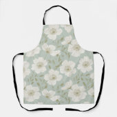 Weiches grünes Blumen-Creme-Blumenmuster Schürze (Vorderseite)
