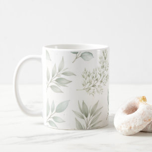Weiches grünes botanisches Blätter Muster Kaffeetasse