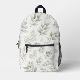 Weiches grünes botanisches Blättermuster Bedruckter Rucksack