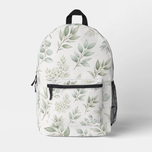 Weiches grünes botanisches Blättermuster Bedruckter Rucksack (Vorderseite)