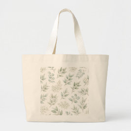 Weiches grünes botanisches Blättermuster Jumbo Stoffbeutel