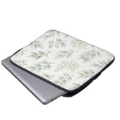 Weiches grünes botanisches Blättermuster Laptopschutzhülle (Vorne Knopf)