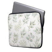Weiches grünes botanisches Blättermuster Laptopschutzhülle (Vorderseite Links)